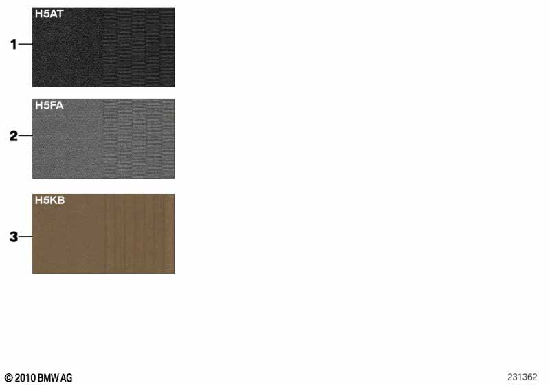 Образцовая сторона, цвета обивки, ткань