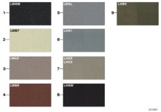 Страница с образцами, цвета кож.обивки