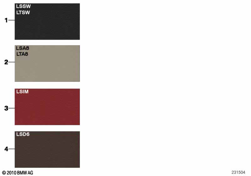 Страница с образцами, цвета кож.обивки