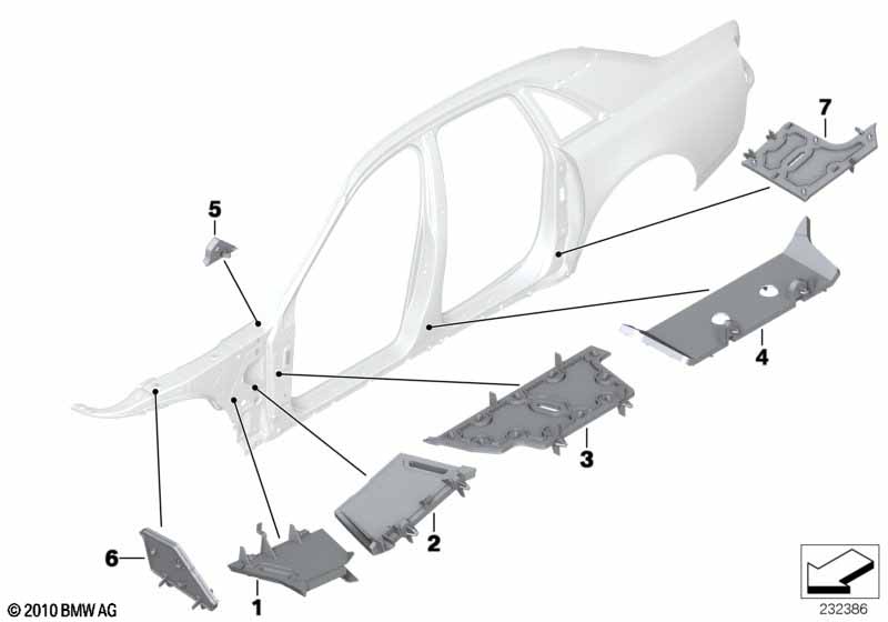 Детали из шумопогл.матер.в полост.боков.