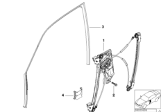 Механизм перемещения стекла двери Пд