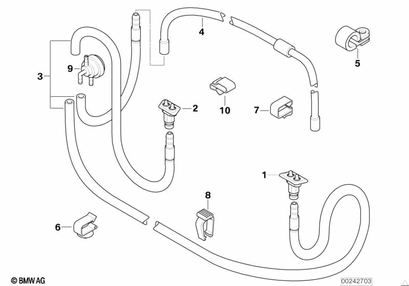 Детали системы омывателей фар