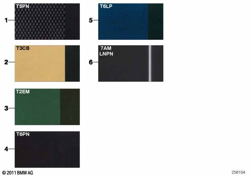 Страница с образцами, цвета кож.обивки