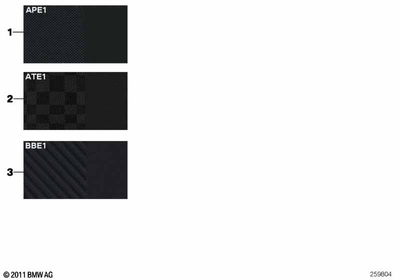 Образцовая сторона, цвета обивки, ткань