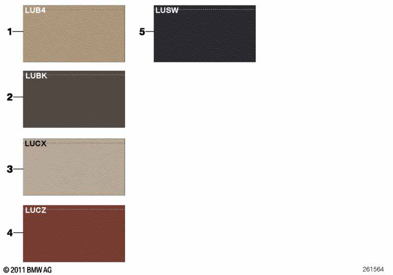 Страница с образцами, цвета кож.обивки