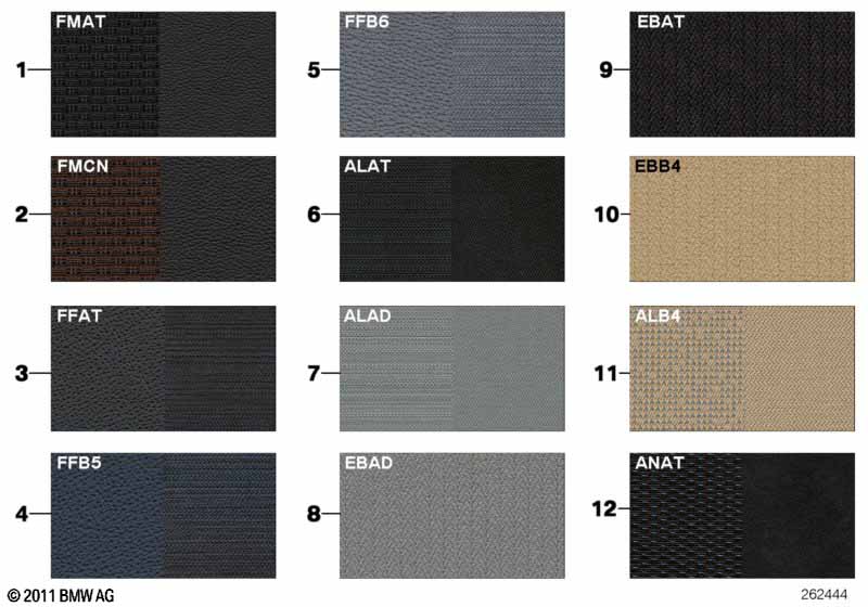 Образцовая сторона, цвета обивки, ткань