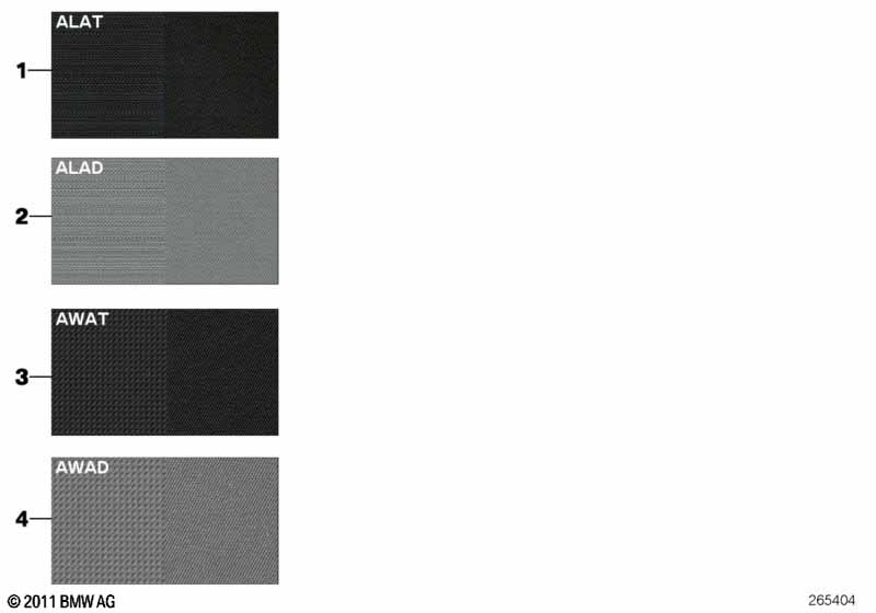 Образцовая сторона, цвета обивки, ткань