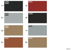 Страница с образцами, цвета кож.обивки