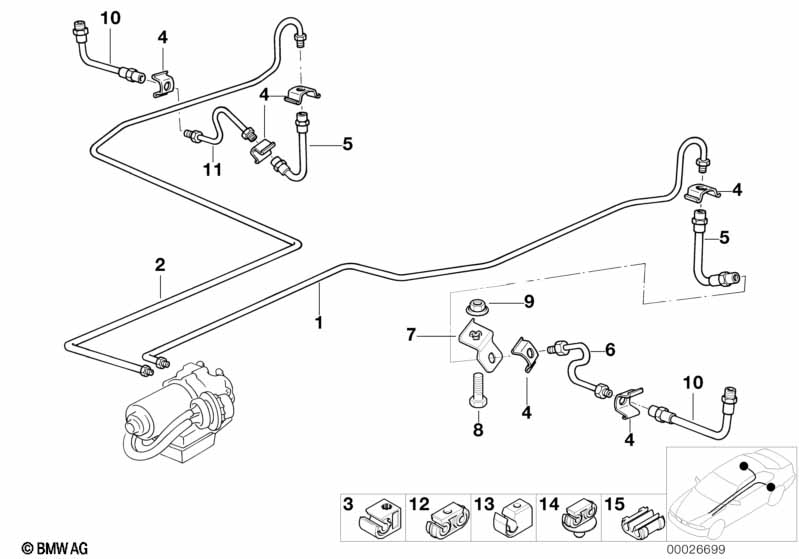 Трубопровод тормоз.привода Зд с ASC/DSC