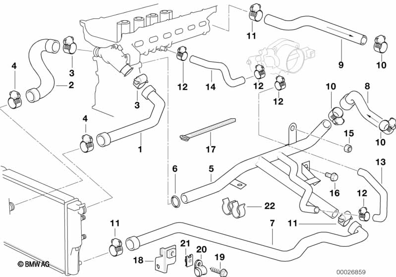 E39 Водяной шланг системы охлаждения