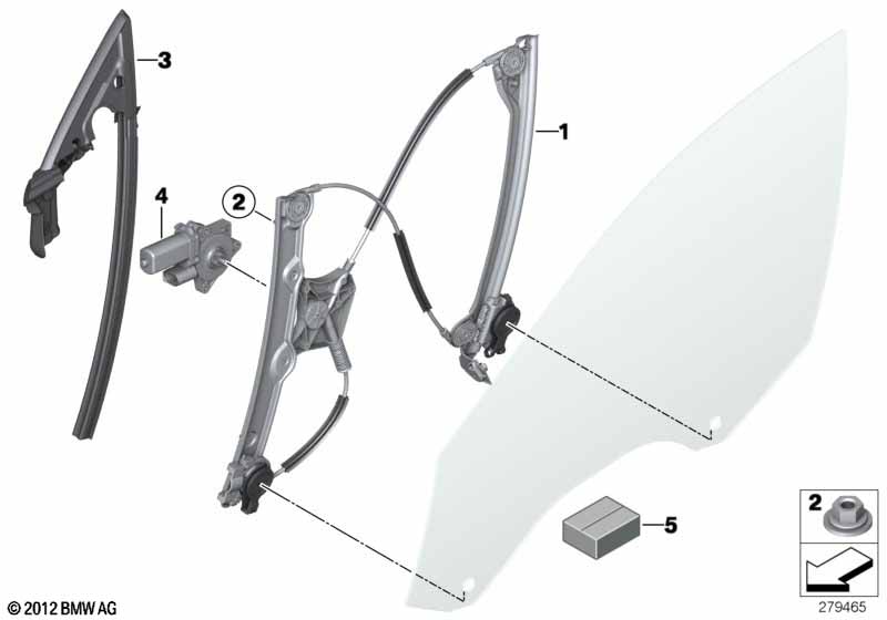 Механизм перемещения стекла двери Пд