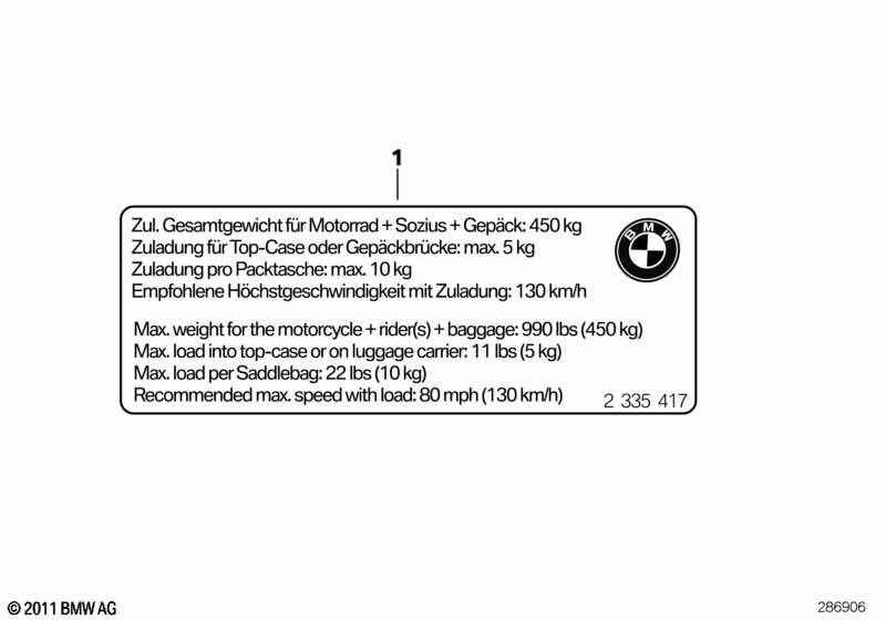 Шильдик "Gesamtgewicht"