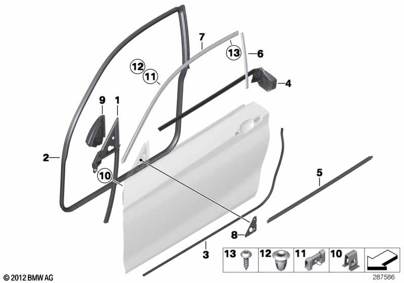 Накладки и уплотнения двери Пд