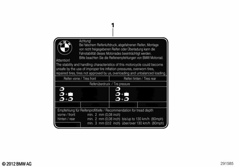 Шильдик "Bereifung"