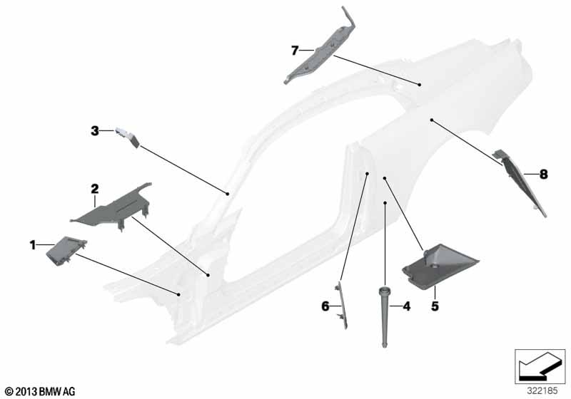 Детали из шумопогл.матер.в полост.боков.