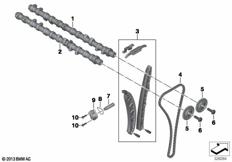 Распредвал, приводная цепь, звездочка