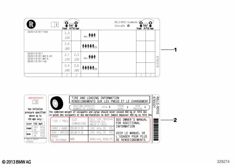 Шильдик "Reifendruck"