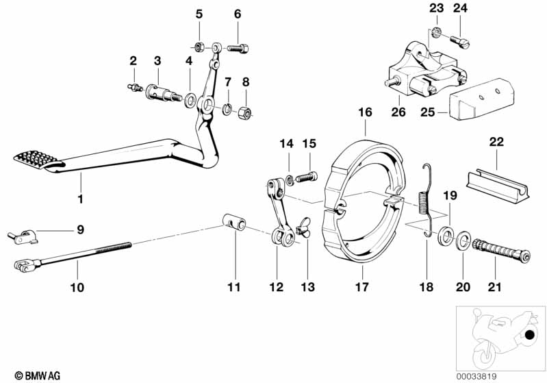 Тормозной механизм заднего колеса