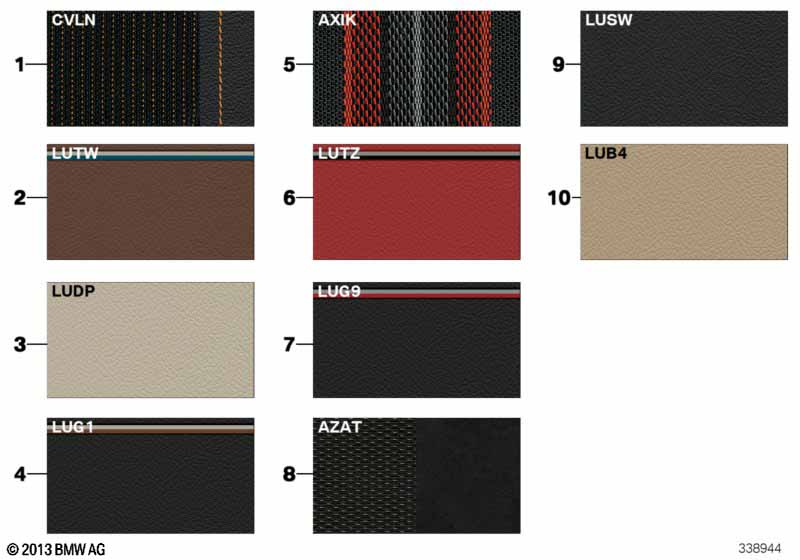 Стр. с образцами, цвета обивки Lines