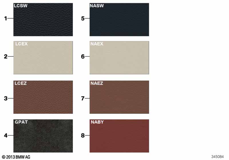 Страница с образцами, цвета обивки