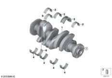 Коленчатый вал с вкладышами подшипников
