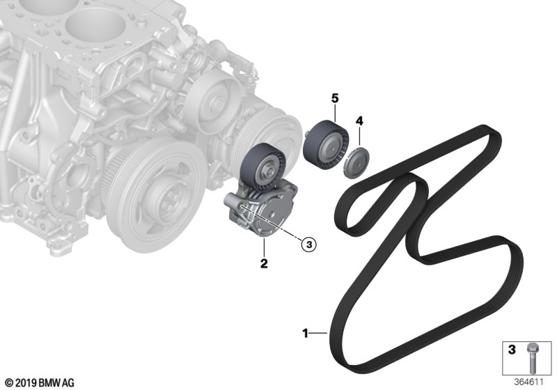Ременный привод водяной помпы/генератора