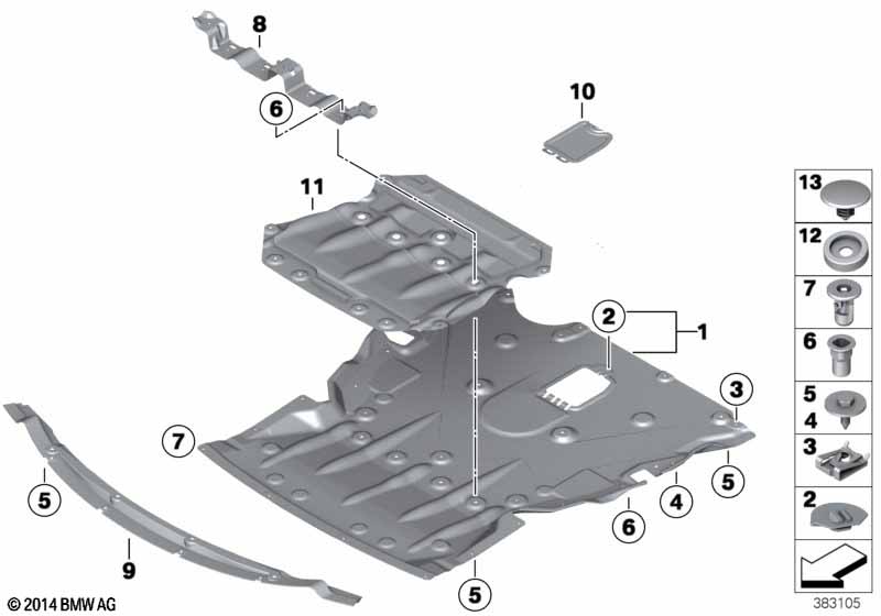 F20/F30 Экран моторного отсека. защита картера