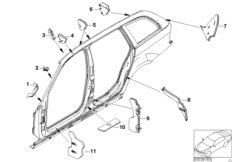 Детали из шумопогл.матер.в полост.боков.