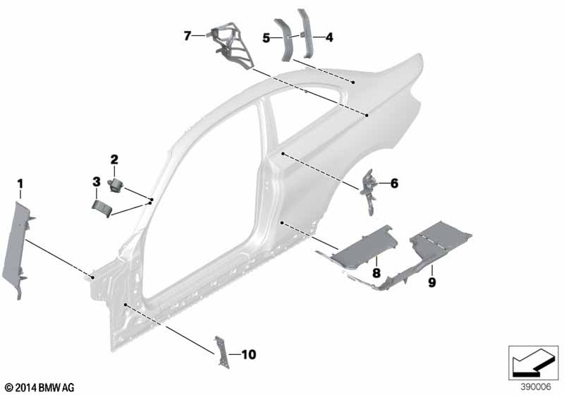 Детали из шумопогл.матер.в полост.боков.