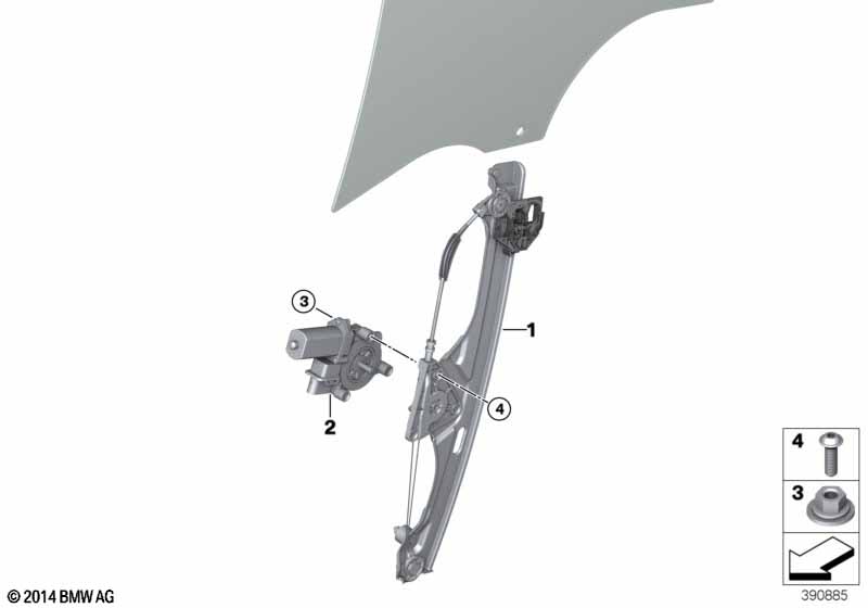 Механизм перемещения стекла двери Пд