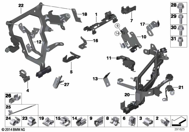 Элементы крепления жгута проводов