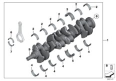 Коленчатый вал с вкладышами подшипников