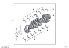 Коленчатый вал с вкладышами подшипников