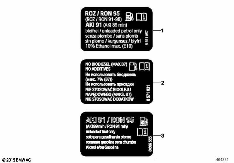 Шильдик с данными о топливе