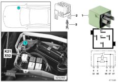 Реле доп. вентилятора, скорость 1 K21