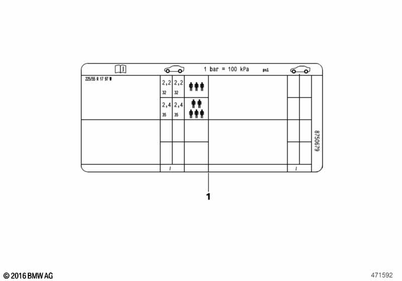 Шильдик "Reifendruck"