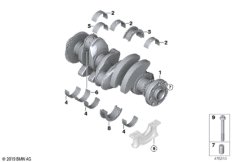 Коленчатый вал с вкладышами подшипников