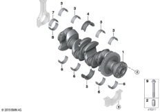 Коленчатый вал с вкладышами подшипников