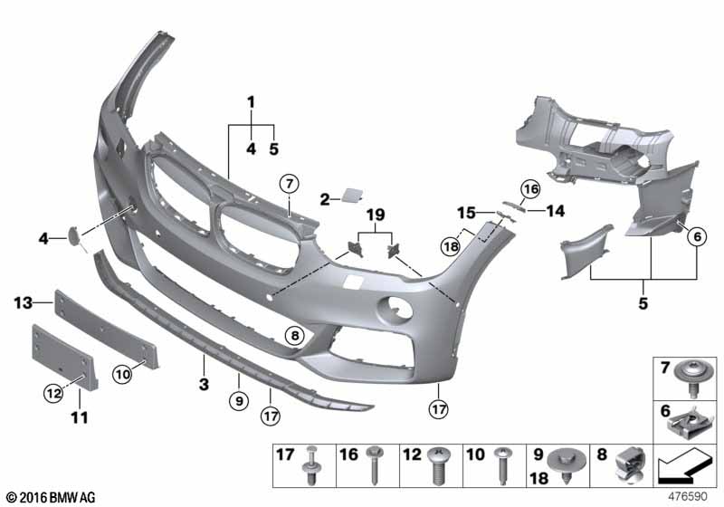 F48 передний бампер M-tech PDC/PMA