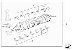 Коленчатый вал с вкладышами подшипников