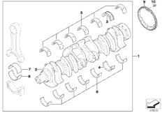 Коленчатый вал с вкладышами подшипников