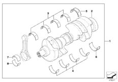 Коленчатый вал с вкладышами подшипников