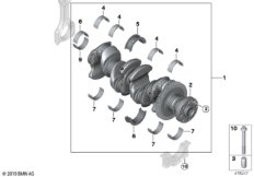 Коленчатый вал с вкладышами подшипников