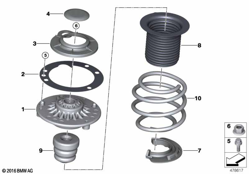 Опора аморт.ст./изол.прокл.пруж./доп.эл.
