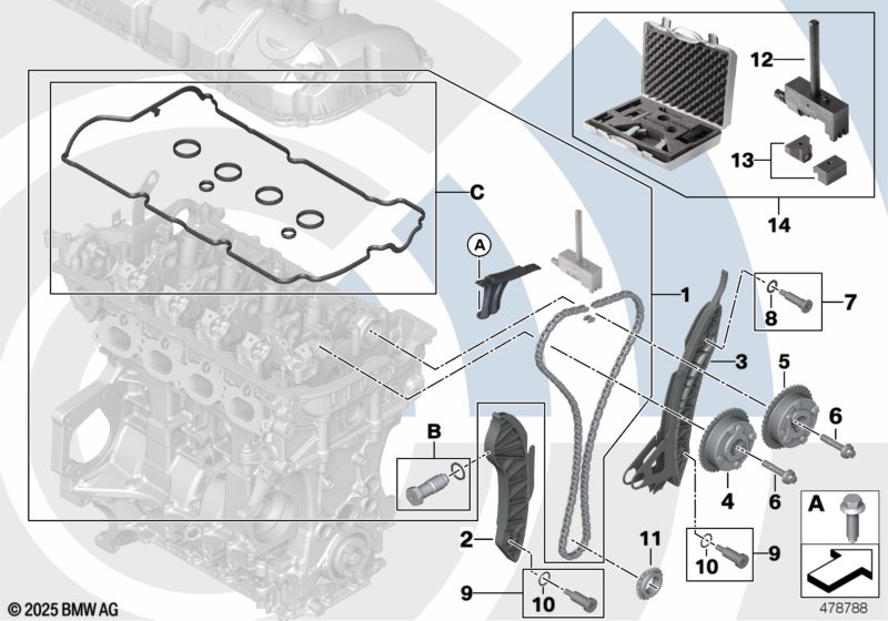 Ремкомплект открытой приводной цепи Вх