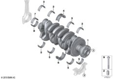 Коленчатый вал с вкладышами подшипников