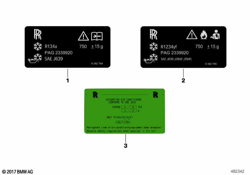 Шильдик с данными хладагента
