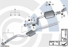 Задний глушитель и монтажный комплект