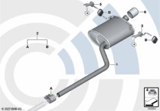 Задний глушитель и монтажный комплект