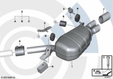 Задний глушитель и монтажный комплект